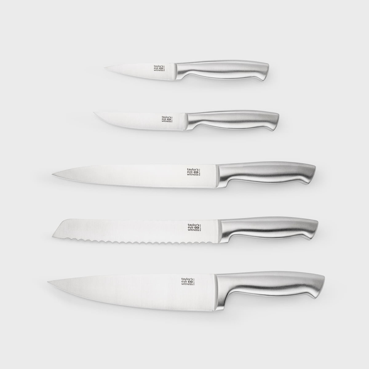 5pc Berkeley Stainless Steel Hollow Handle Knives in Acacia Wood and Acrylic Knife Block Set