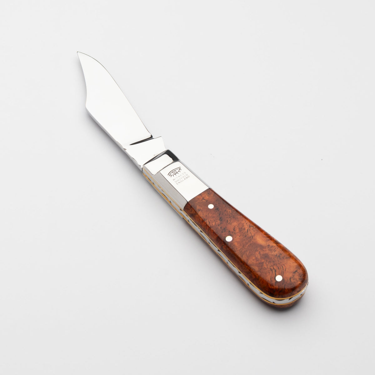 Taylors Eye Witness Premier Collection - Single Blade Barlow Pocket Knife Amboyna Burr Scales - Worked Back