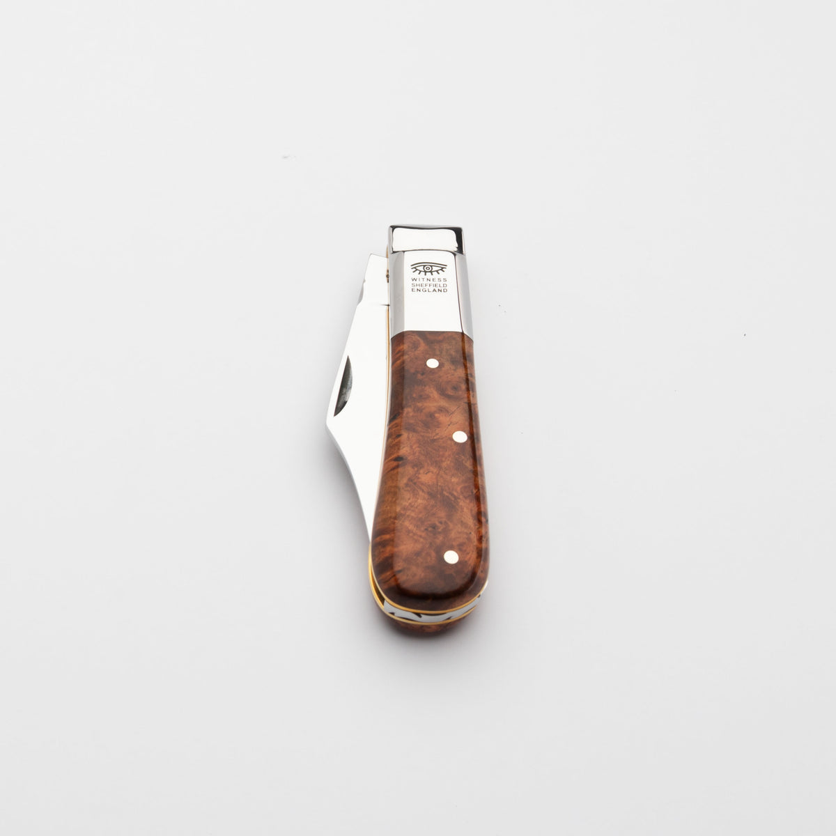 Taylors Eye Witness Premier Collection - Single Blade Barlow Pocket Knife Amboyna Burr Scales - Worked Back