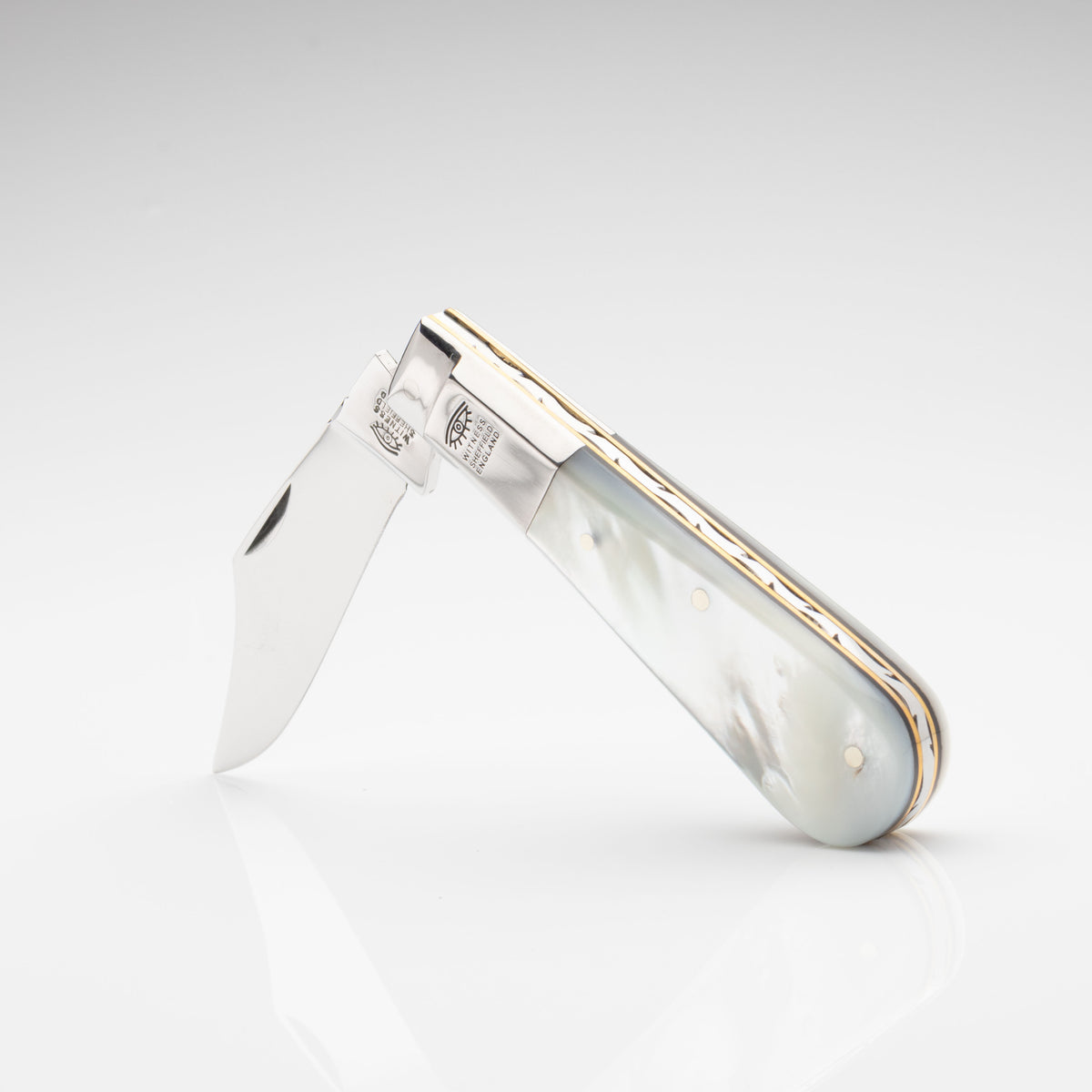 Taylors Eye Witness Premier Collection - Single Blade Barlow Pocket Knife Mother Of Pearl Scales Workedf Back