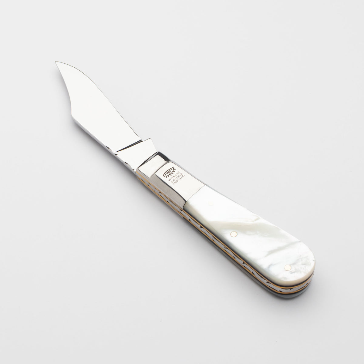 Taylors Eye Witness Premier Collection - Single Blade Barlow Pocket Knife Mother Of Pearl Scales Workedf Back
