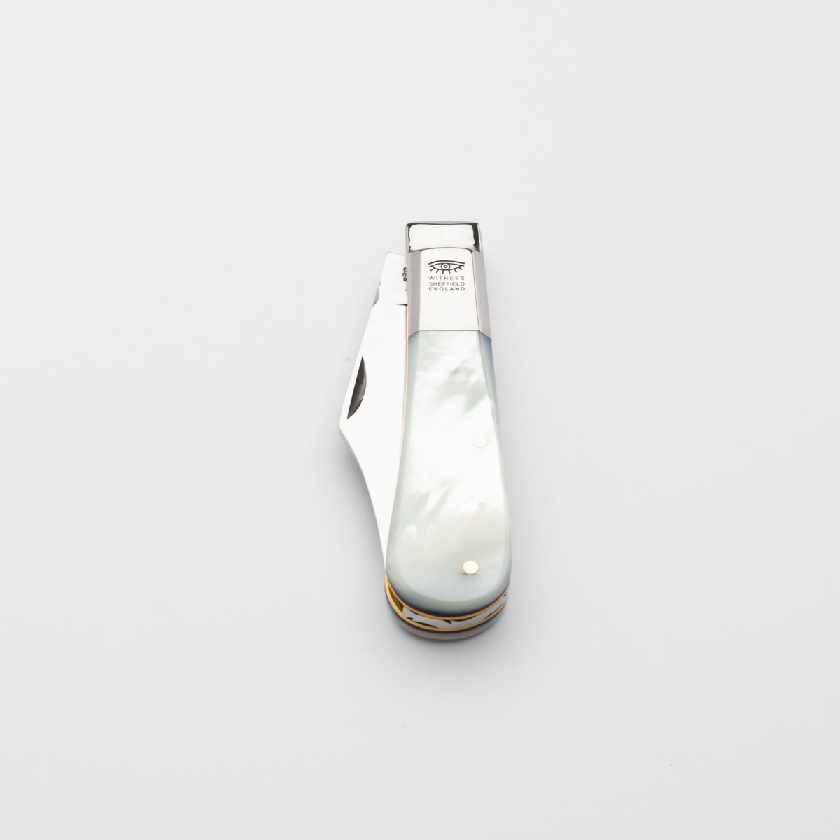 Taylors Eye Witness Premier Collection - Single Blade Barlow Pocket Knife Mother Of Pearl Scales Workedf Back