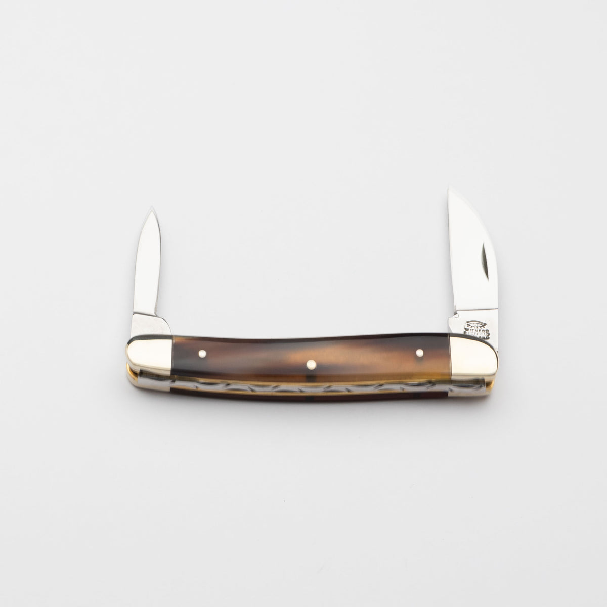 Premier Collection Twin Blade Double Bolstered Penknife with Ox Horn Scales Worked Back