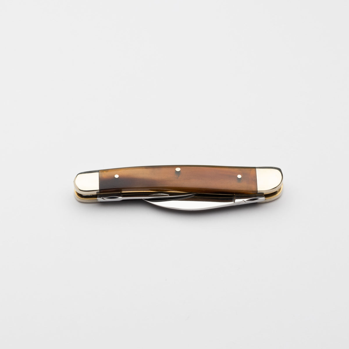 Premier Collection Twin Blade Double Bolstered Penknife with Ox Horn Scales Worked Back