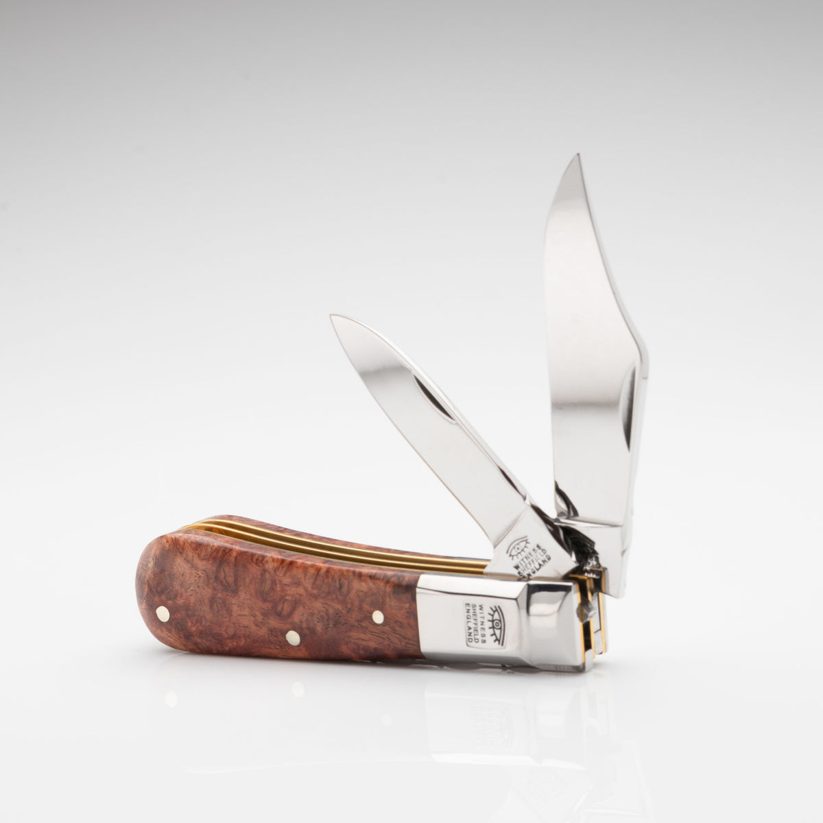 Premier Collection Twin Blade Barlow Penknife Knife with Amboyna Burr Worked Back