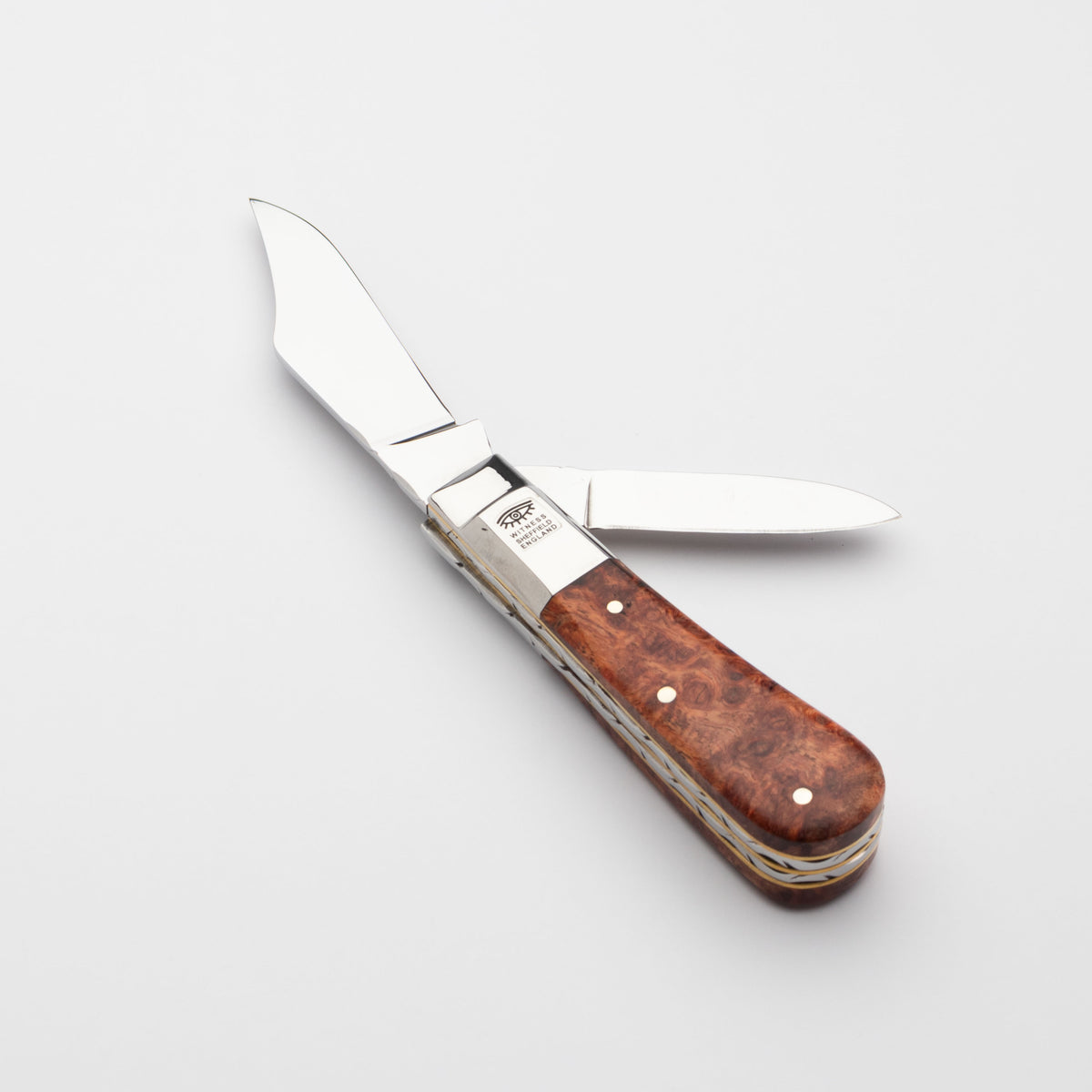 Premier Collection Twin Blade Barlow Penknife Knife with Amboyna Burr Worked Back