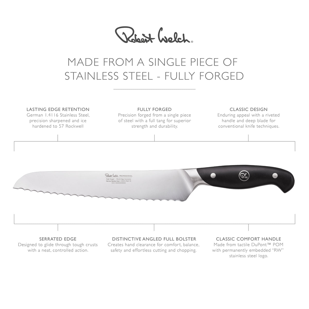 Robert Welch Professional V Bread Knife 22cm/ 8.5"
