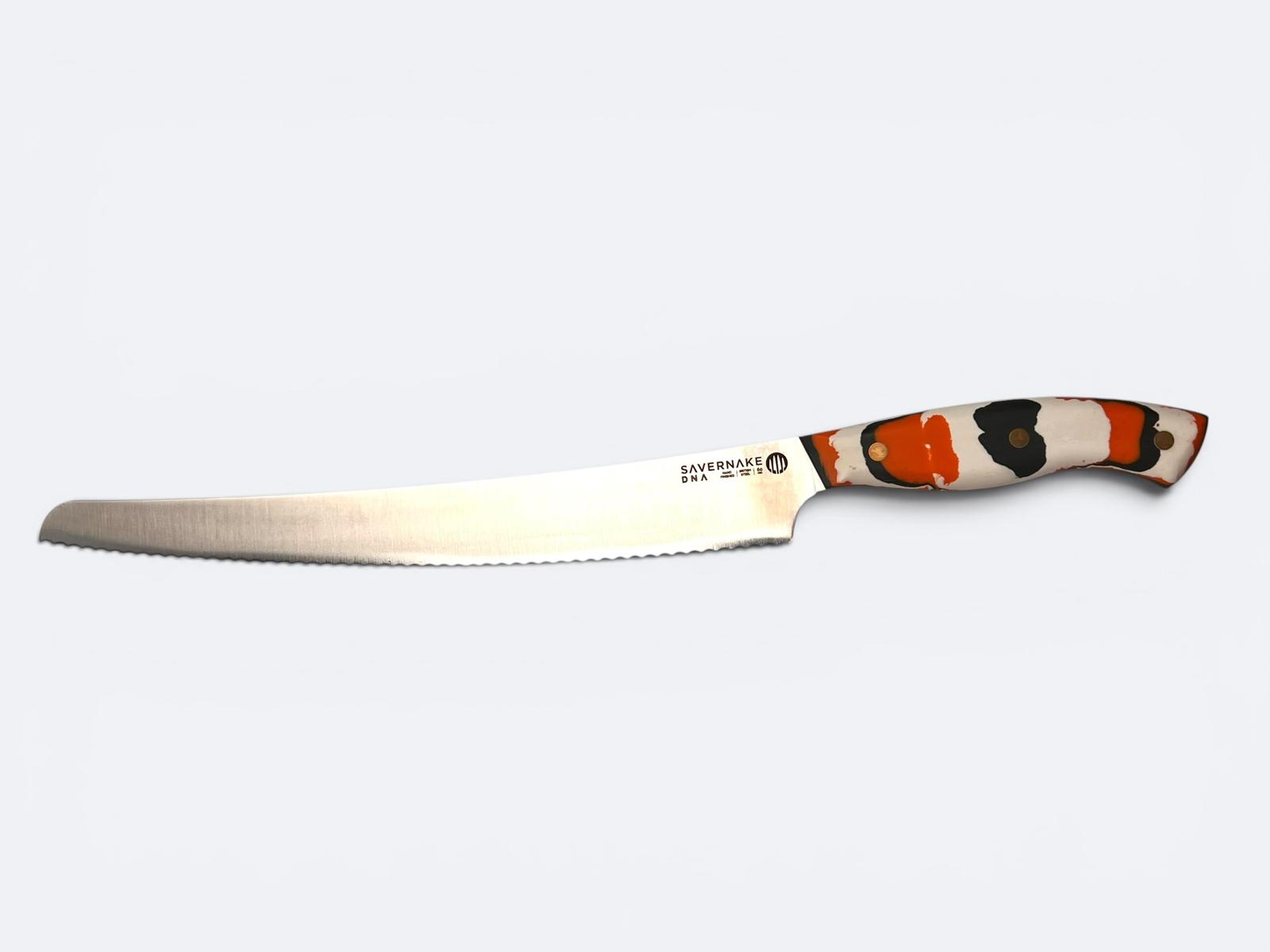 Savernake 26cm Bread Knife - Tide Handle - Arctic Anthracite and Orange