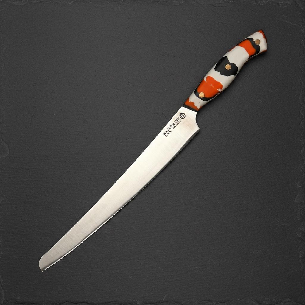 Savernake 26cm Bread Knife - Tide Handle - Arctic Anthracite and Orange