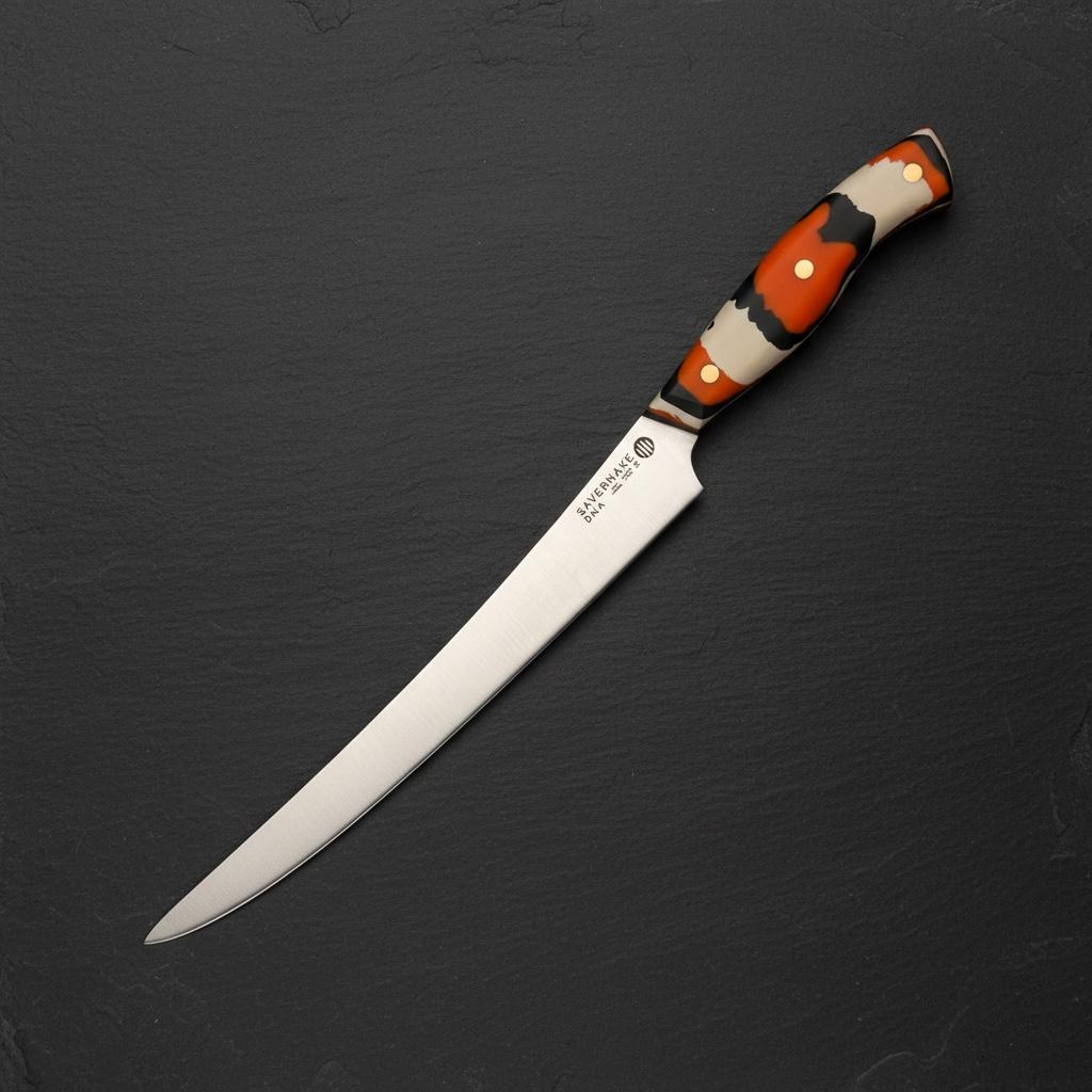 Savernake 26cm Carving Knife - Tide Handle - Arctic Anthracite and Orange