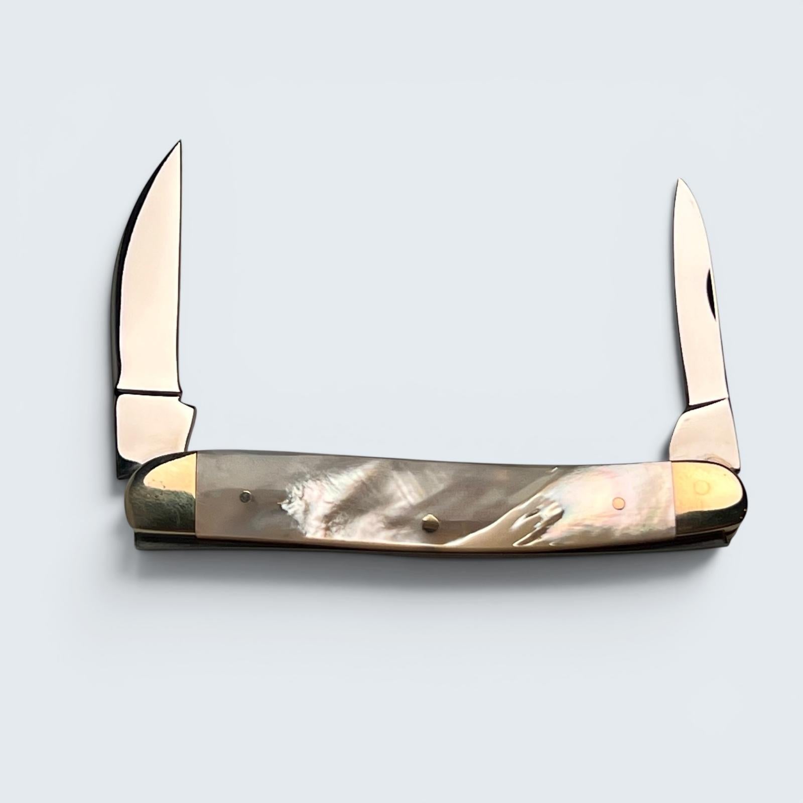 Premier Collection Twin Blade Double Bolstered Penknife with Mother of Pearl Scales Plain Backspringpc1112 mop p[[