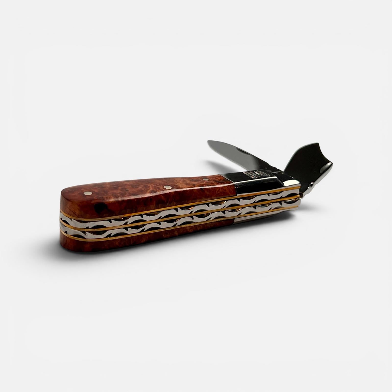 Premier Collection Twin Blade Barlow Penknife Knife with Amboyna Burr Worked Back