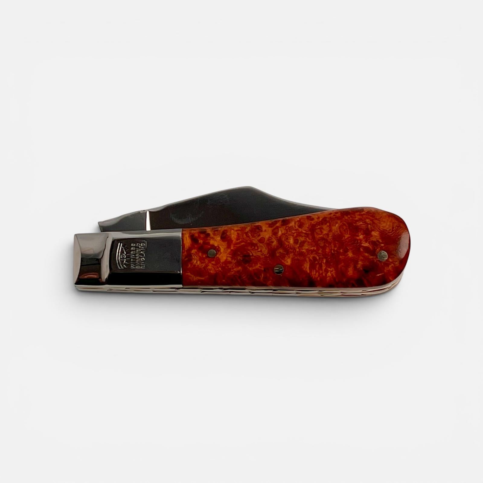 Premier Collection Twin Blade Barlow Penknife Knife with Amboyna Burr Worked Back