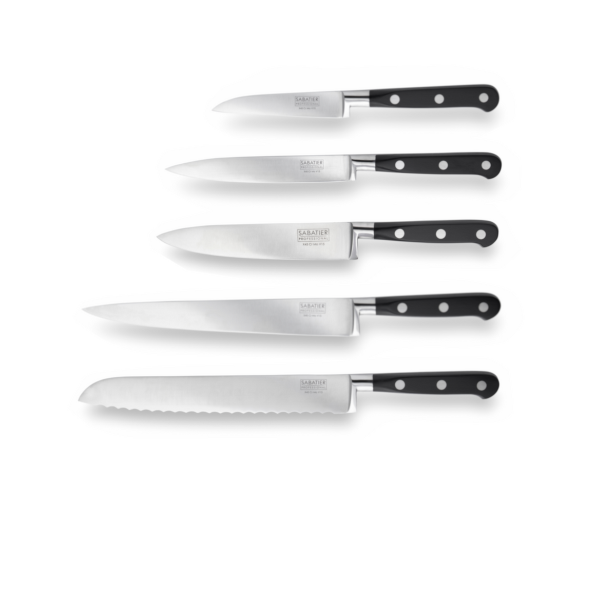 Sabatier Professional 6 Piece Bundle - 5 Piece Knife set with Stainless Steel Magnetic Knife Rack
