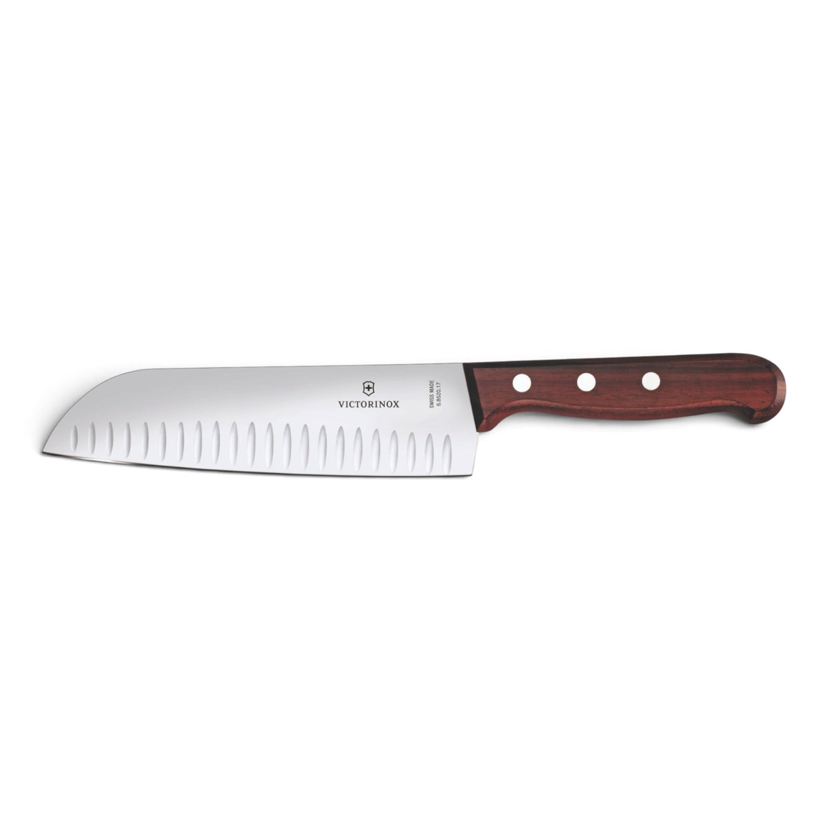 Victorinox 17cm Santoku Knife Fluted Blade with Wooden Handle