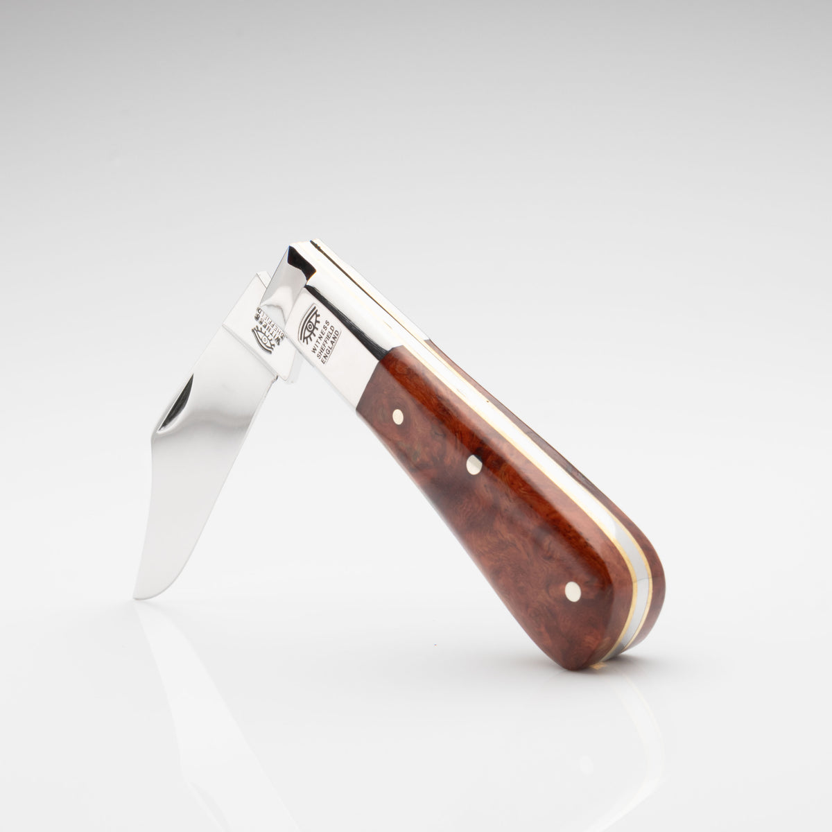 Taylors Eye Witness Premier Collection - Single Blade Barlow Pocket Knife Amboyna Burr Scales Plain Back Spring