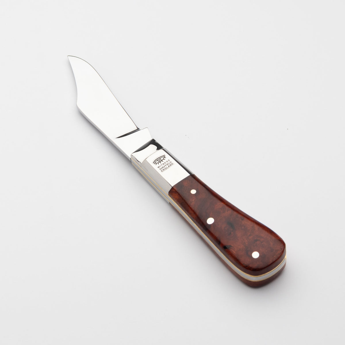 Taylors Eye Witness Premier Collection - Single Blade Barlow Pocket Knife Amboyna Burr Scales Plain Back Spring