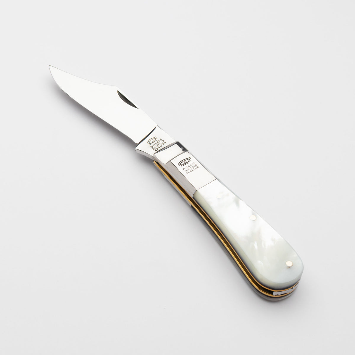 Taylors Eye Witness Premier Collection - Single Blade Barlow Pocket Knife Mother Of Pearl Scales Workedf Back
