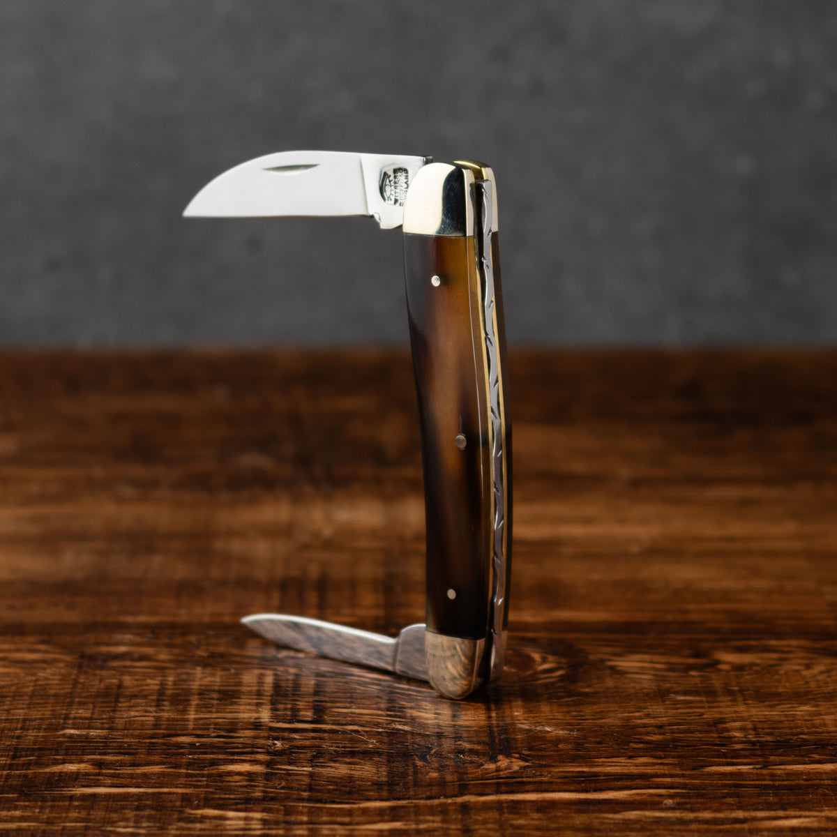 Premier Collection Twin  Blade Double Bolstered Penknife with Ox Horn Scales Worked Back