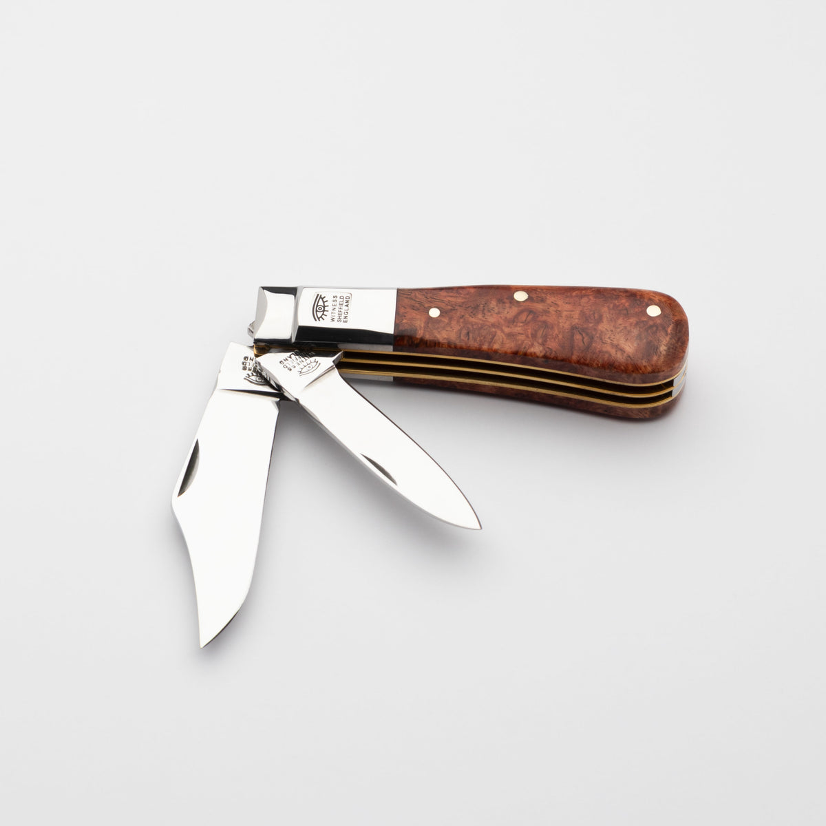 Premier Collection Twin Blade Barlow  Penknife Knife with Amboyna Burr Worked Back