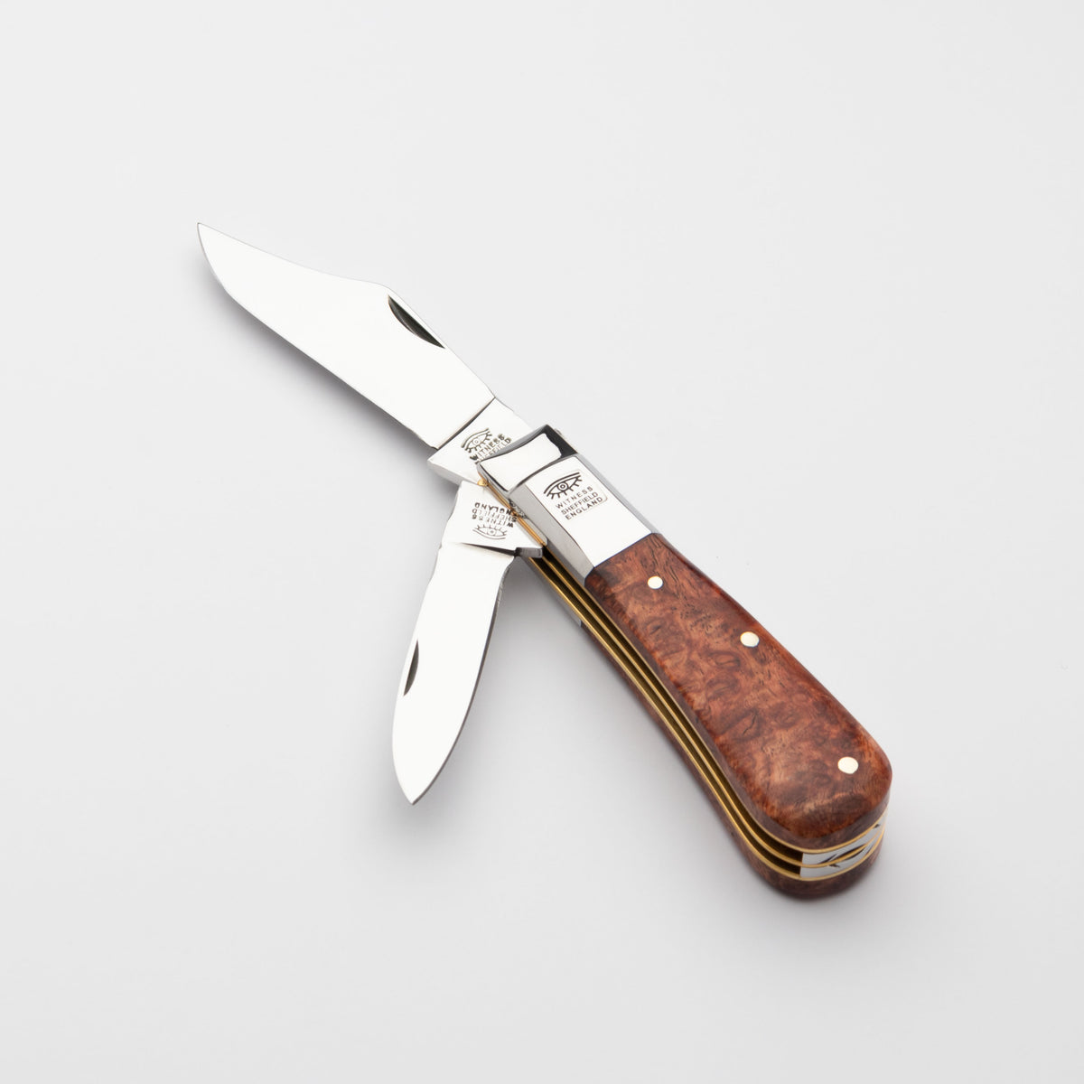 Premier Collection Twin Blade Barlow  Penknife Knife with Amboyna Burr Worked Back