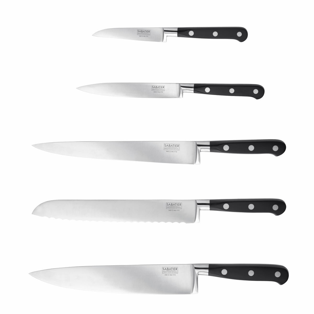 Sabatier Professional 5 Piece Oak & Stainless Steel Knife Block Set