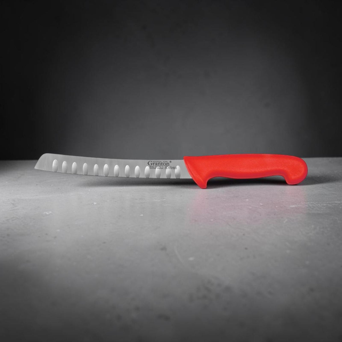 Granton Sheffield -  8 Inch 20cm Bread Knife Slicer with Red Polypropylene Handle