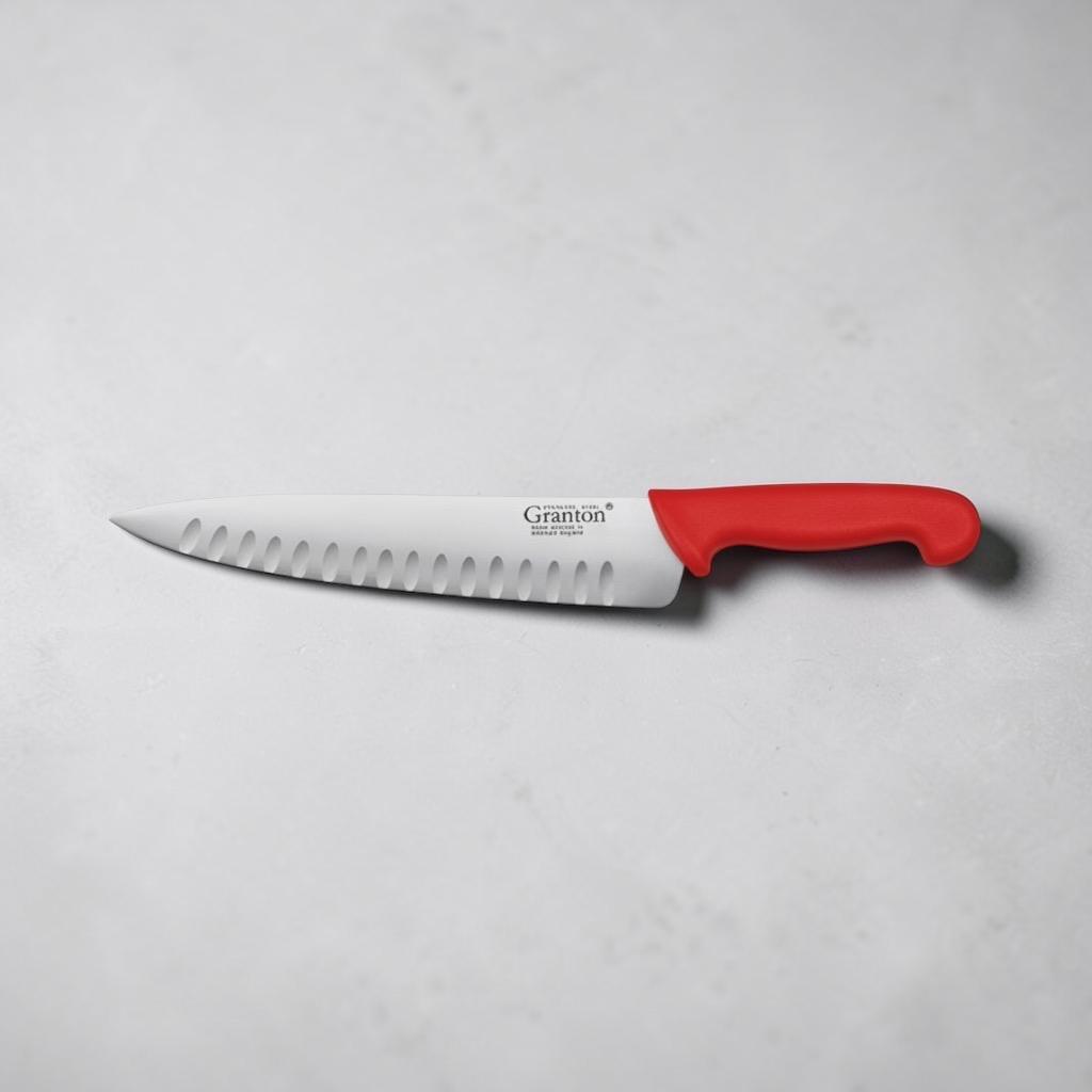 Granton Sheffield -  8 Inch 20cm Cooks Knifewith Red Polypropylene handle