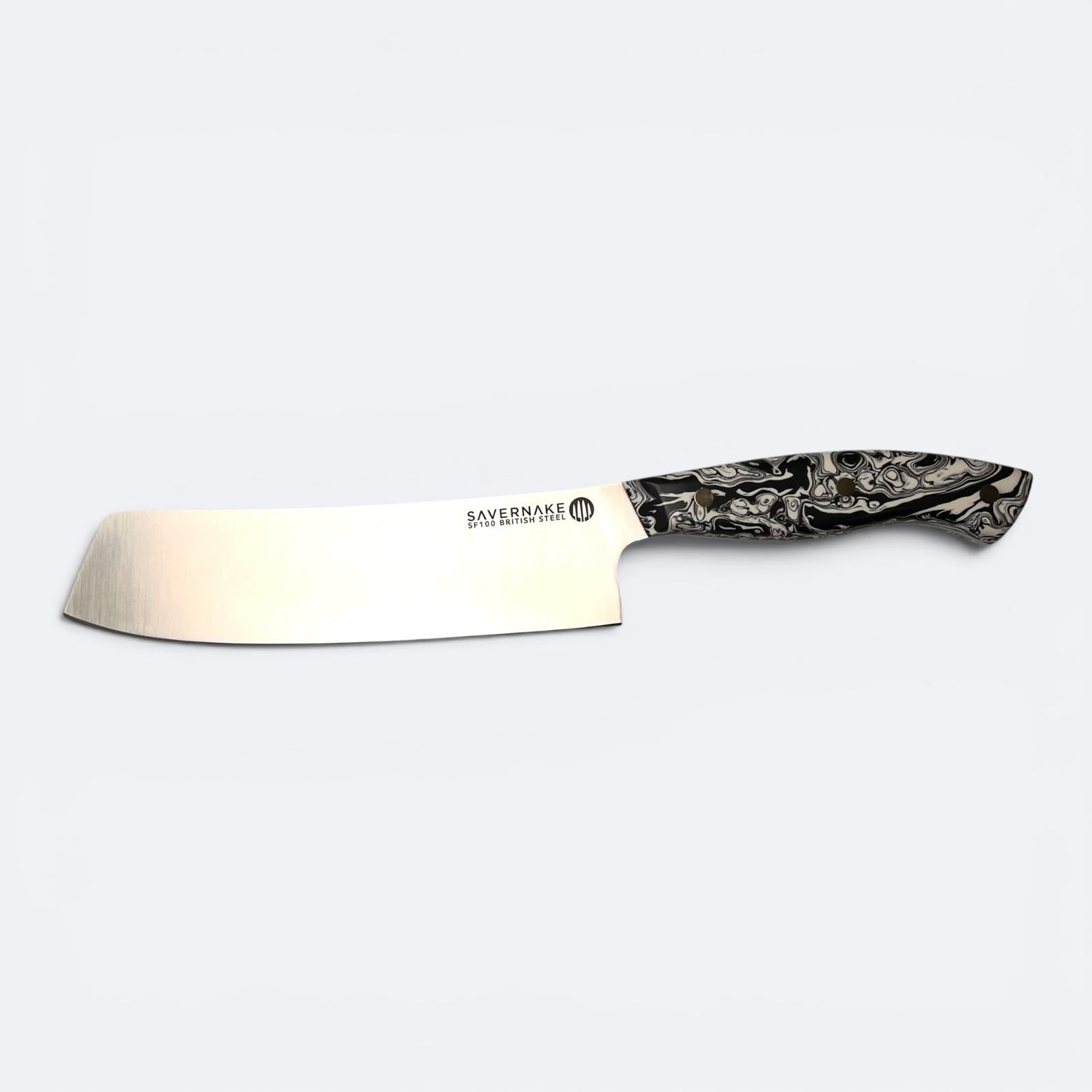 Savernake 18cm Nakiri Knife - Marble Handle - Arctic and Anthracite