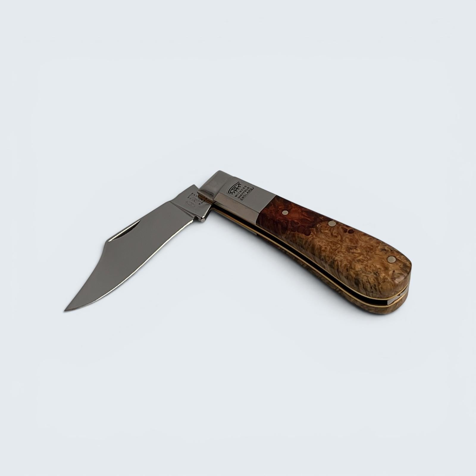 Taylors Eye Witness Premier Collection - Single Blade Barlow Pocket Knife Amboyna Burr Scales