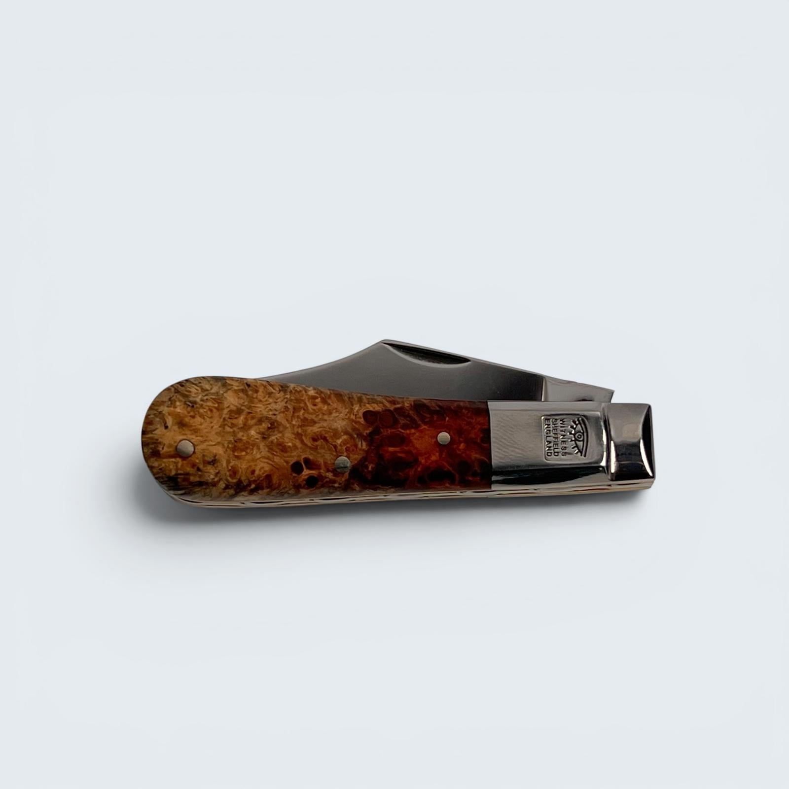 Taylors Eye Witness Premier Collection - Single Blade Barlow Pocket Knife Amboyna Burr Scales
