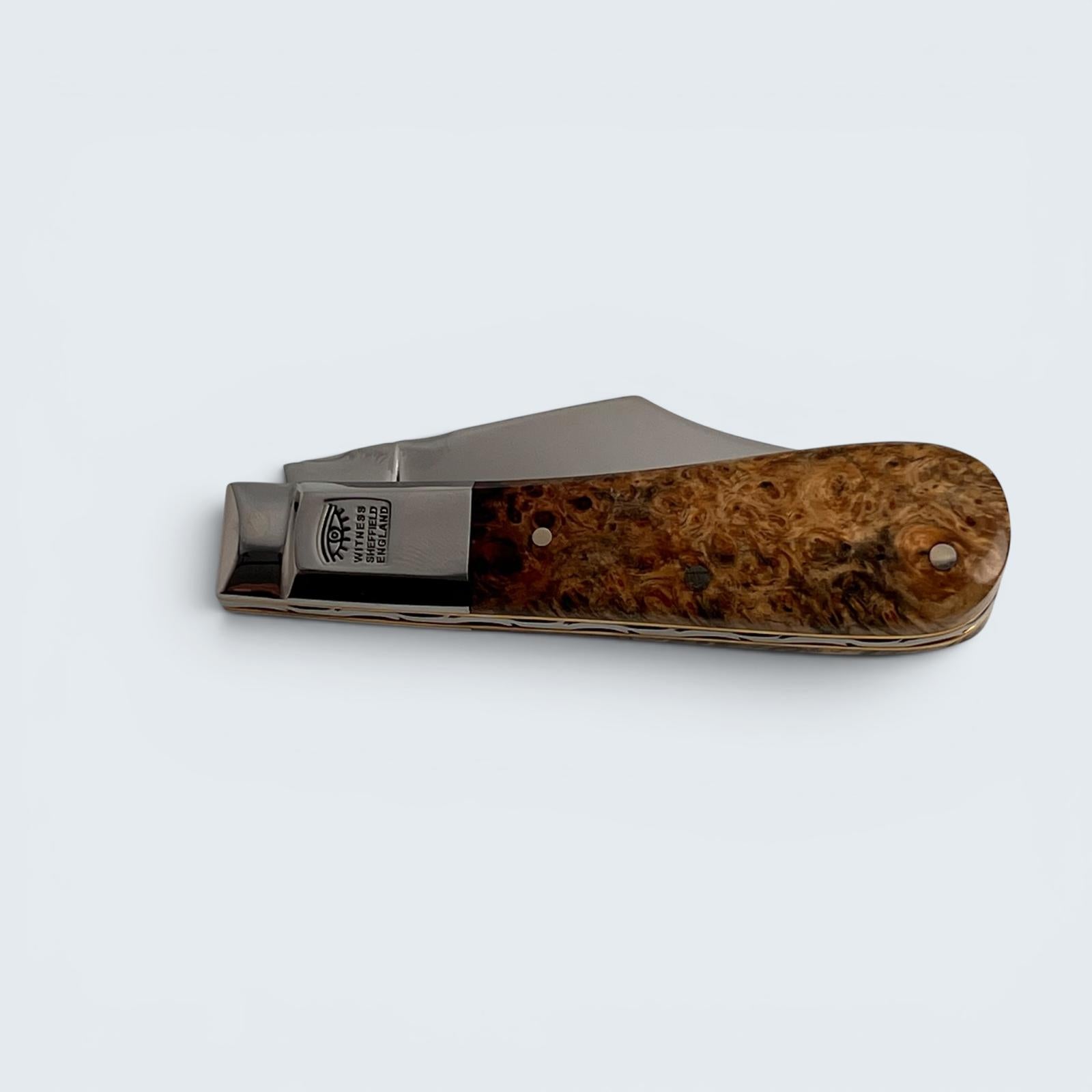 Taylors Eye Witness Premier Collection - Single Blade Barlow Pocket Knife Amboyna Burr Scales