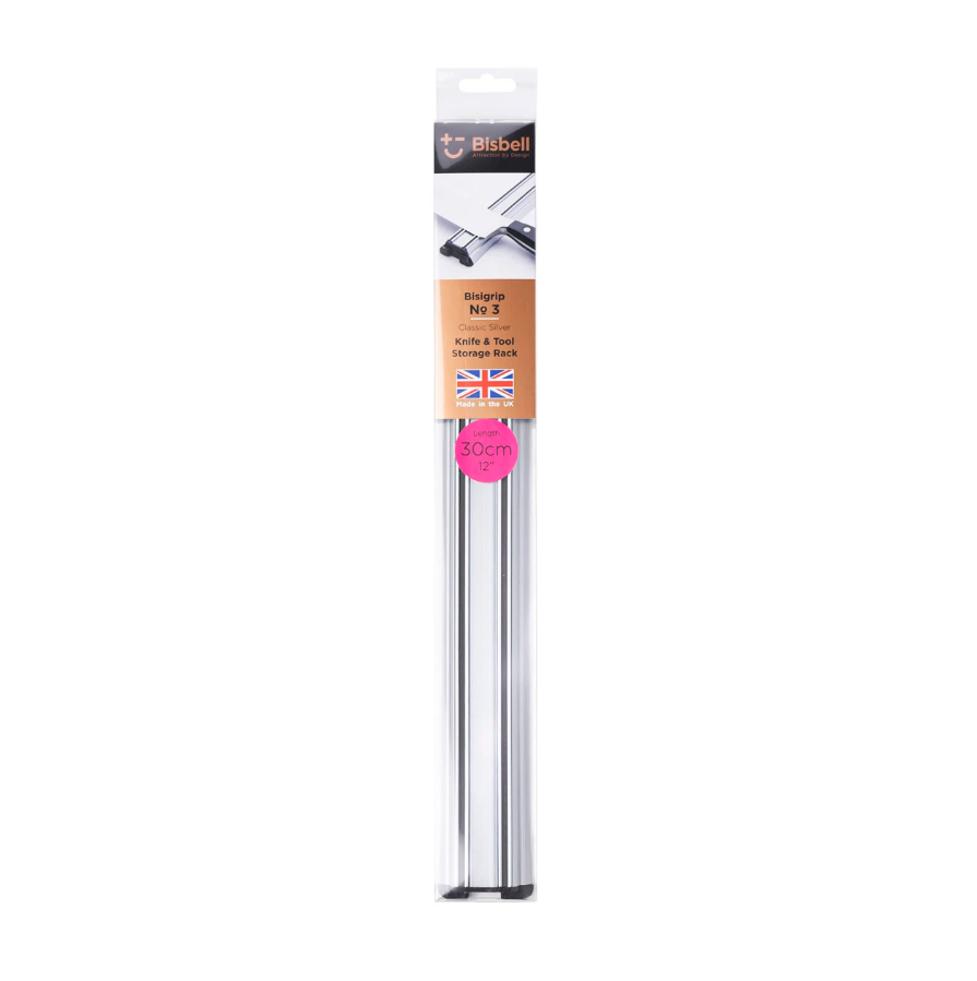 Bisbell Bisigrip No.3 - Magnetic Knife & Tool Storage Rack - 30cm 12" Matt Silver