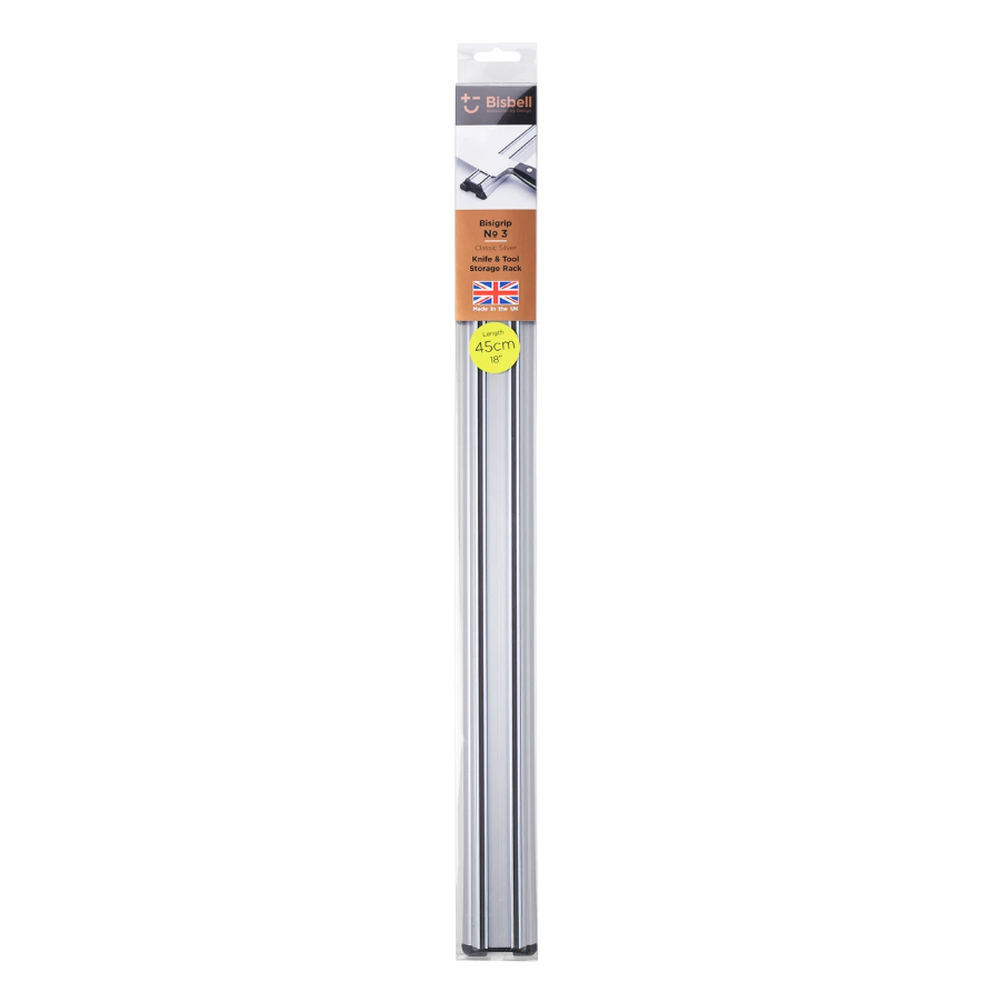 Bisbell Bisigrip No.3 Classic Silver Magnetic Knife and Tool Storage Rack 45cm 18"