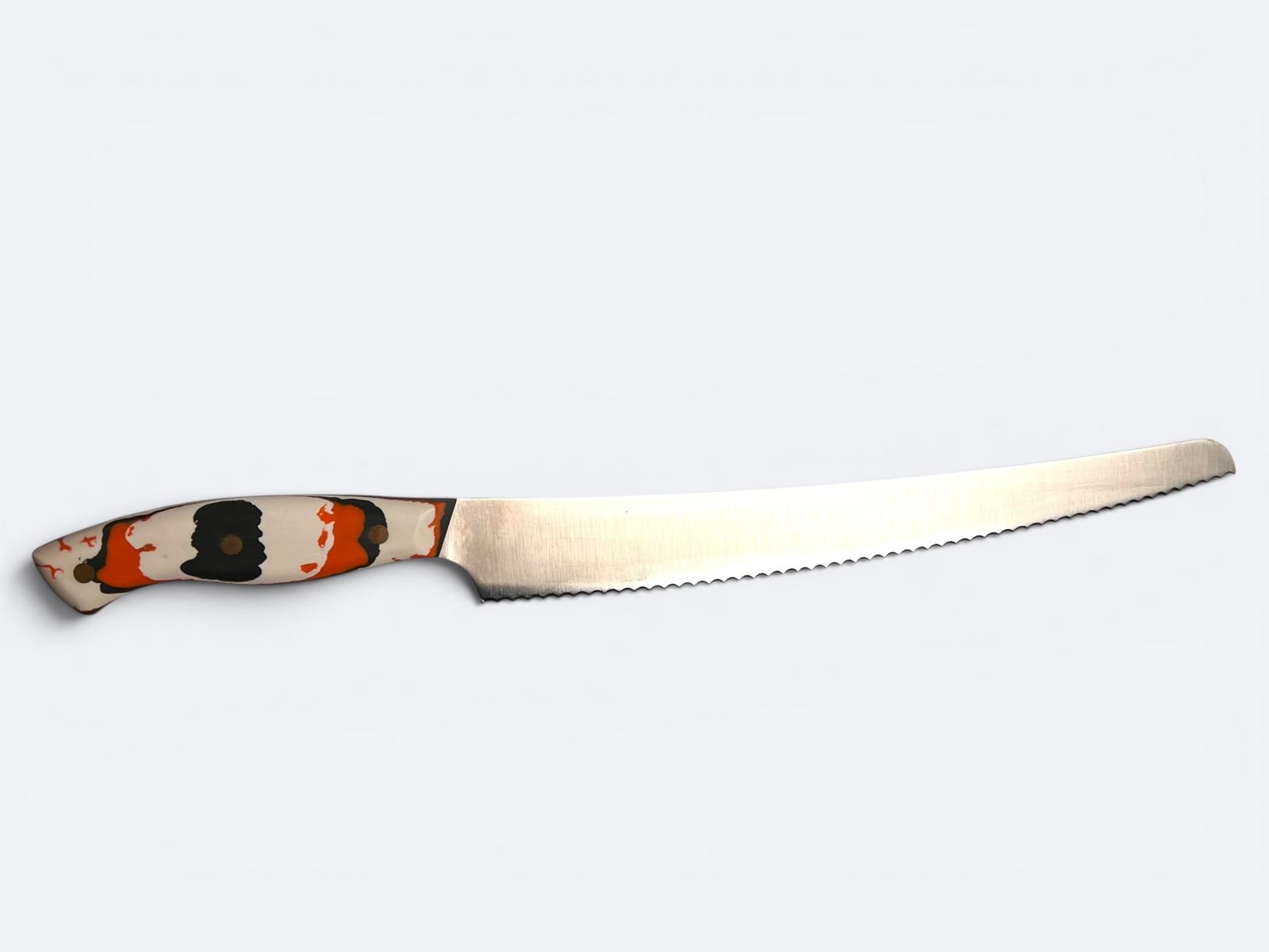 Savernake 26cm Bread Knife - Tide Handle - Arctic Anthracite and Orange