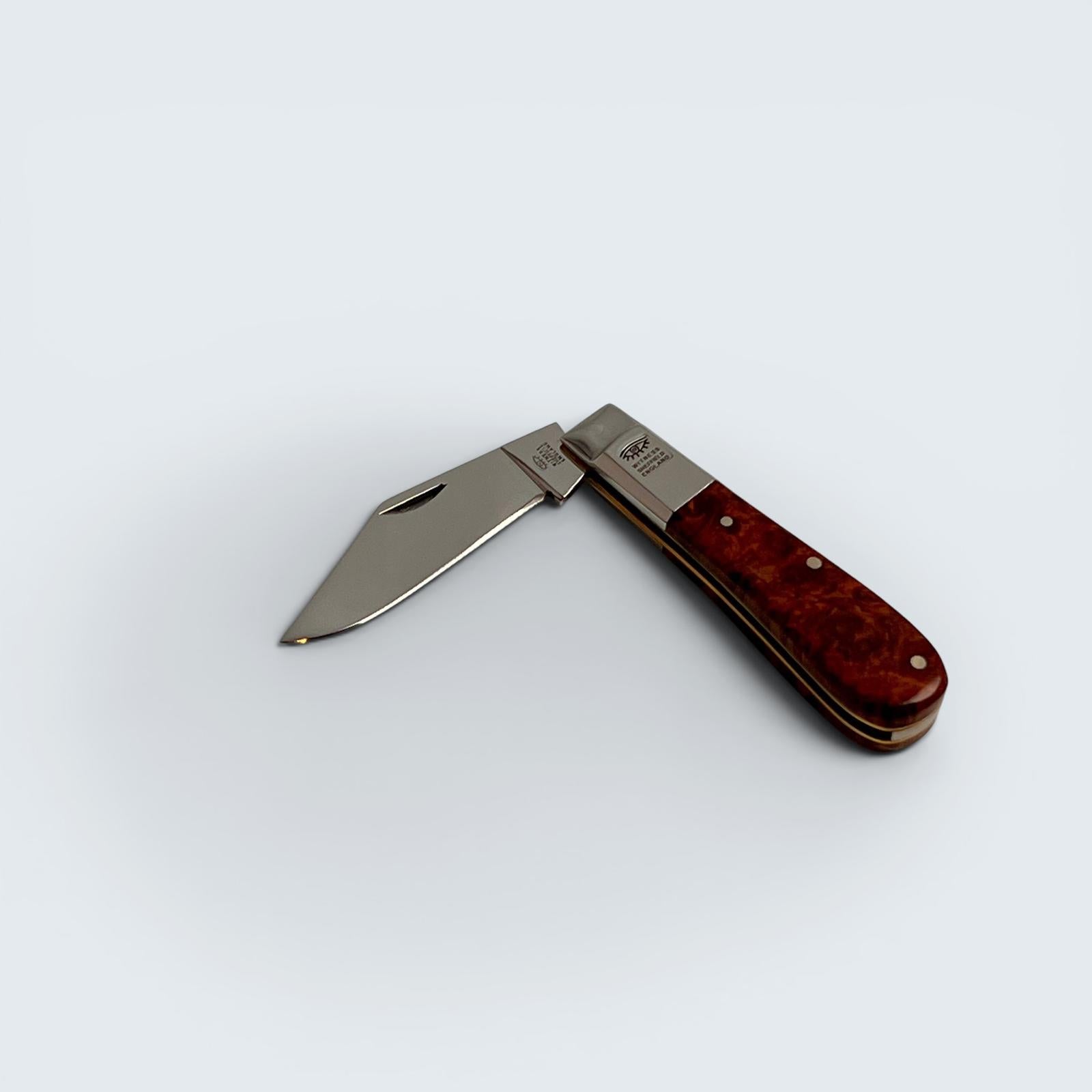 Taylors Eye Witness Premier Collection - Single Blade Barlow Pocket Knife Amboyna Burr Scales Plain Back Spring