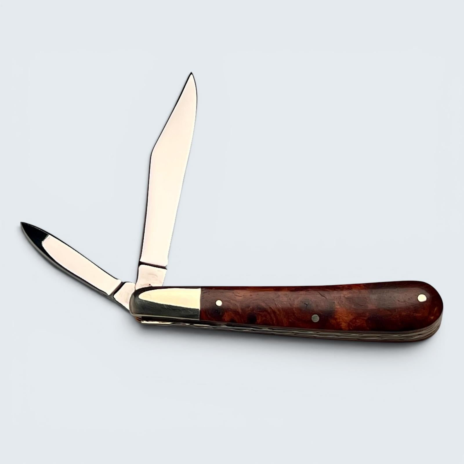 Premier Collection Twin Gentleman's Clip Point Blade with Amboyna Scales Worked Back