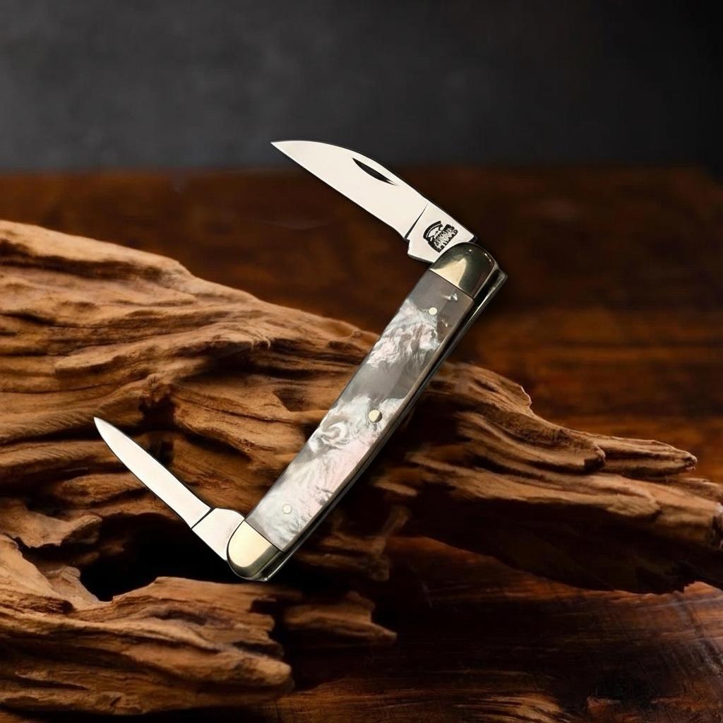 Premier Collection Twin  Blade Double Bolstered Penknife with Mother of Pearl  Scales Plain Backspring